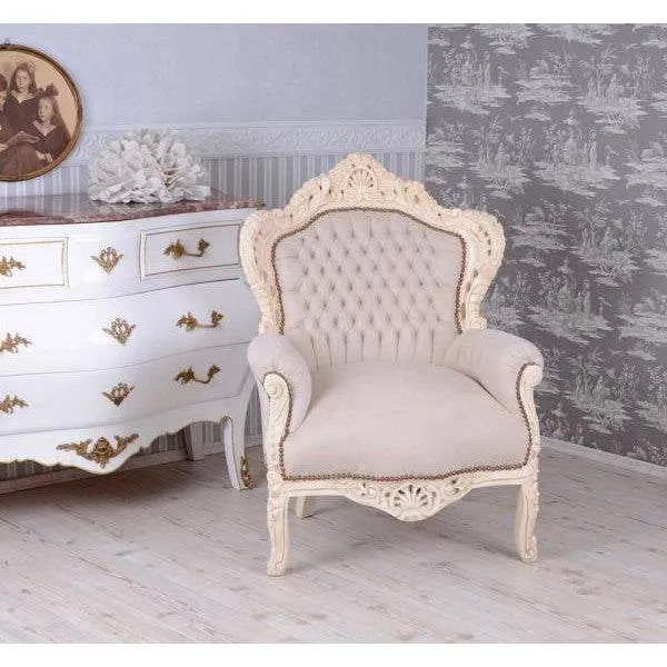 POLTRONA XXL BAROCCA BIANCO-CREMA GRIGIO CHIARO