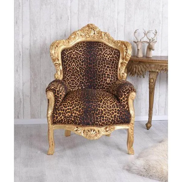 POLTRONA XXL BAROCCA ORO LEOPARDO
