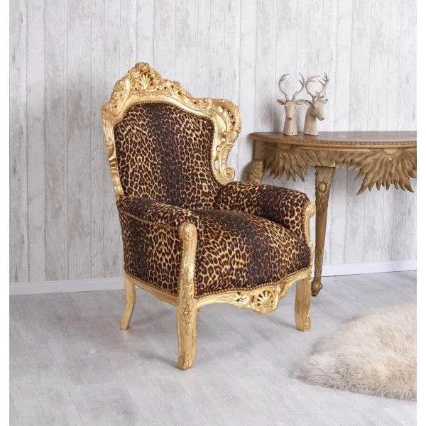 POLTRONA XXL BAROCCA ORO LEOPARDO