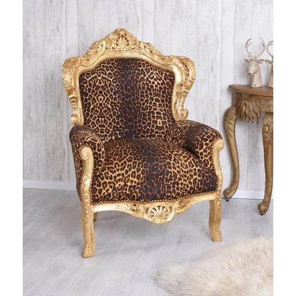 POLTRONA XXL BAROCCA ORO LEOPARDO