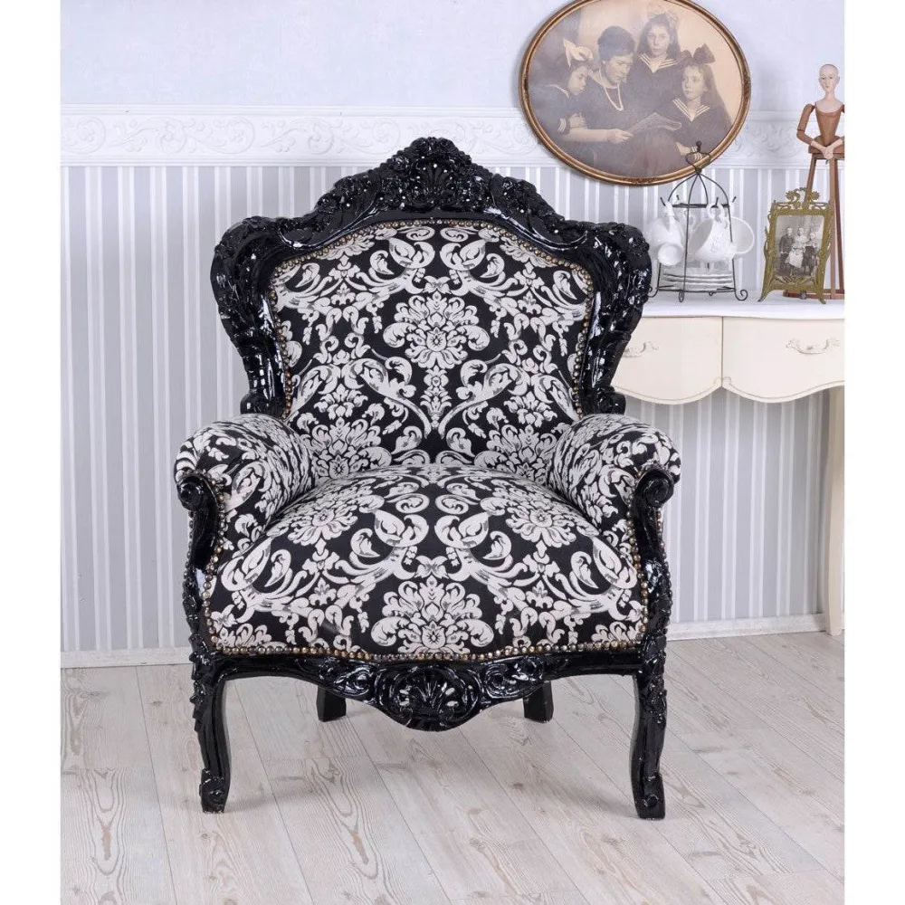 POLTRONA XXL BAROCCO NERO BIANCO