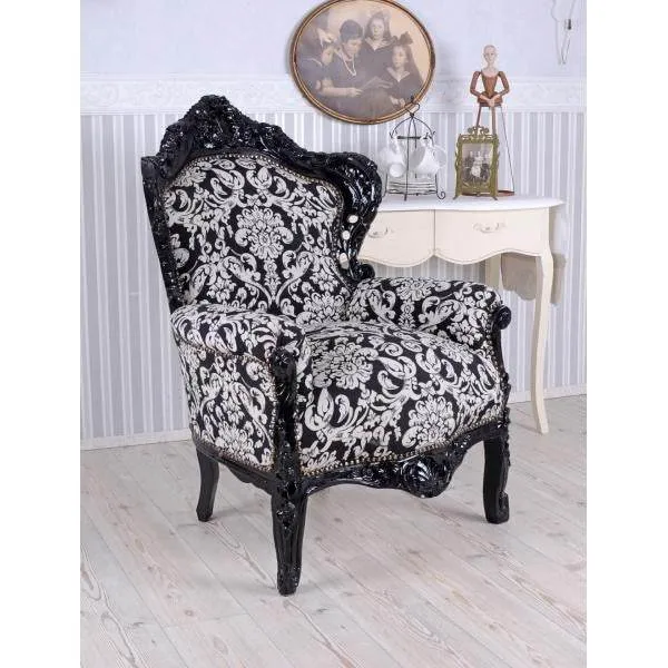 POLTRONA XXL BAROCCO NERO BIANCO
