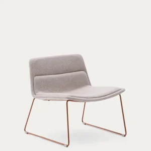 Poltrona Zahara beige con gambe acciaio e terracotta<tc>ott</tc>-Finitura FSC 100%