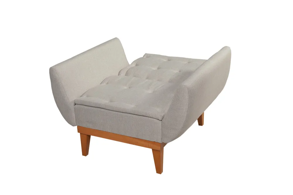 Poltrona zona giorno rivestita lino crema schienale ribaltabile cm 96x82x80h
