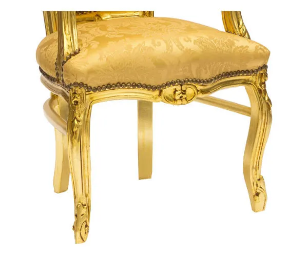Poltroncina barocco legno e tessuto color oro cm 63x65x108h