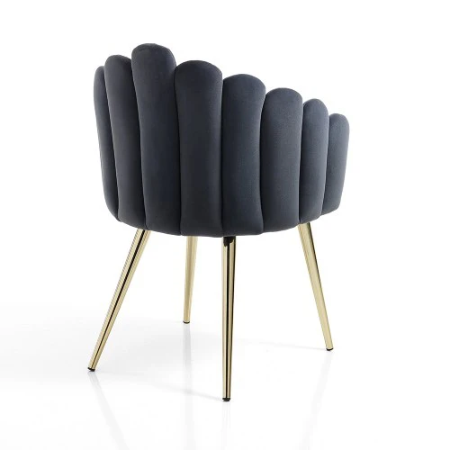 Poltroncina design velluto grigio gambe metallo dorato cm 60x58x85h
