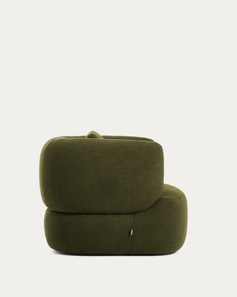 Poltroncina girevole Martina con cuscino similpelle di agnello verde scuro FSC Mix Credit