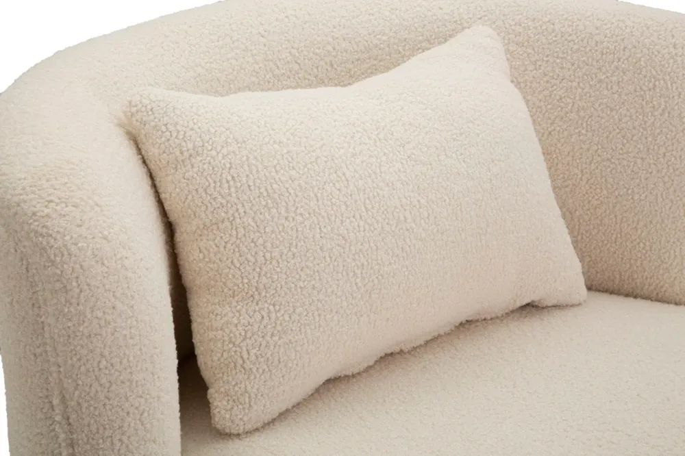 Poltroncina "Iceland" tessuto colore crema con decorazioni dorate per interni