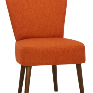 Poltroncina moderna tessuto colore arancio gambe legno cm 55x48x86h