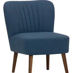 Poltroncina da salotto gambe legno rivestimento tessuto colore blu cm 55x46x79h