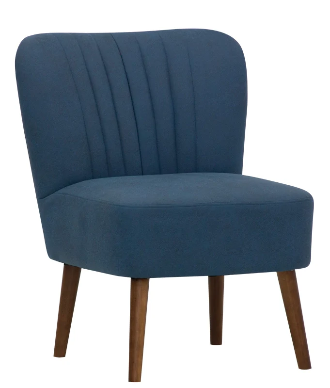 Poltroncina da salotto gambe legno rivestimento tessuto colore blu cm 55x46x79h