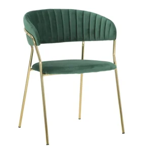 Poltroncina da salotto metallo colore oro e velluto colore verde cm 58x55x76h