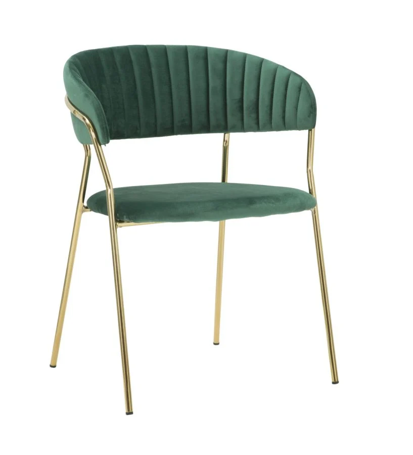 Poltroncina da salotto metallo colore oro e velluto colore verde cm 58x55x76h