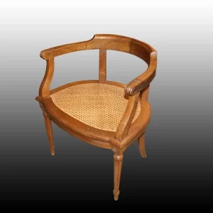 Poltroncina da scrivania pozzetto francese del 1900 con seduta impagliata