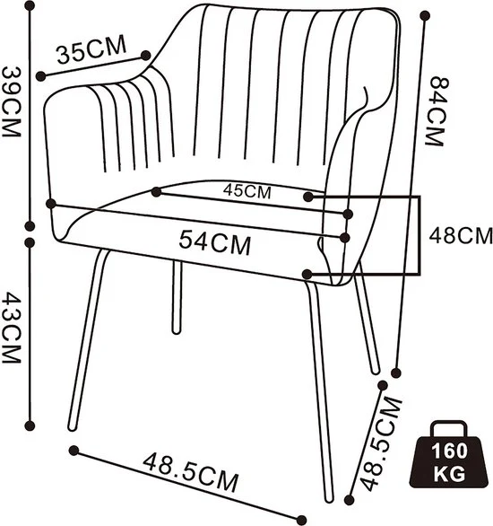 Poltroncina sedia velluto imbottita scandinava Dimensioni circa H. 82 x L. 54 x P. 59 cm