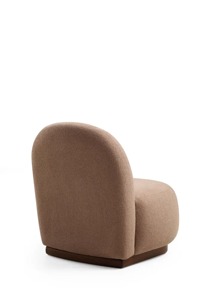Poltroncina tonda moderna da salotto tessuto colore marrone cm 74x85x75h