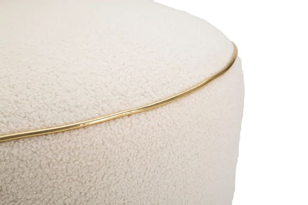 Poltroncina tonda per camera salotto con cuscino tessuto crema cm 63x68x69h