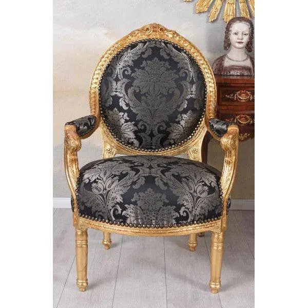 2X POLTRONE ROCOCO ROYAL ATMOSPHERE NERO ORO