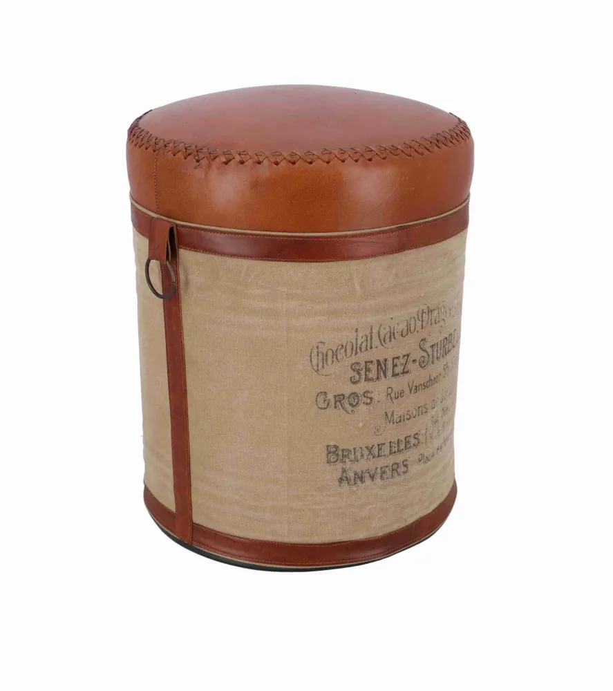 Pouf bidone sgabello industrial cm 36x36x46h
