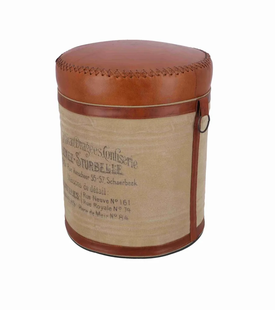 Pouf bidone sgabello industrial cm 36x36x46h