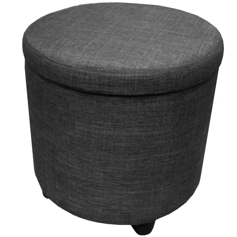 Pouf Contenitore Poggiapiedi Tessuto Grigio Sgabello Apribile 40x40x40.5cm