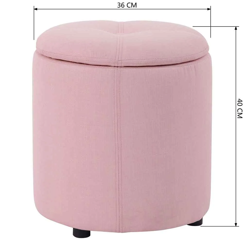 Pouf Contenitore Sgabello Cassapanca Poggiapiedi Tessuto Rosa 40x36cm Moderno