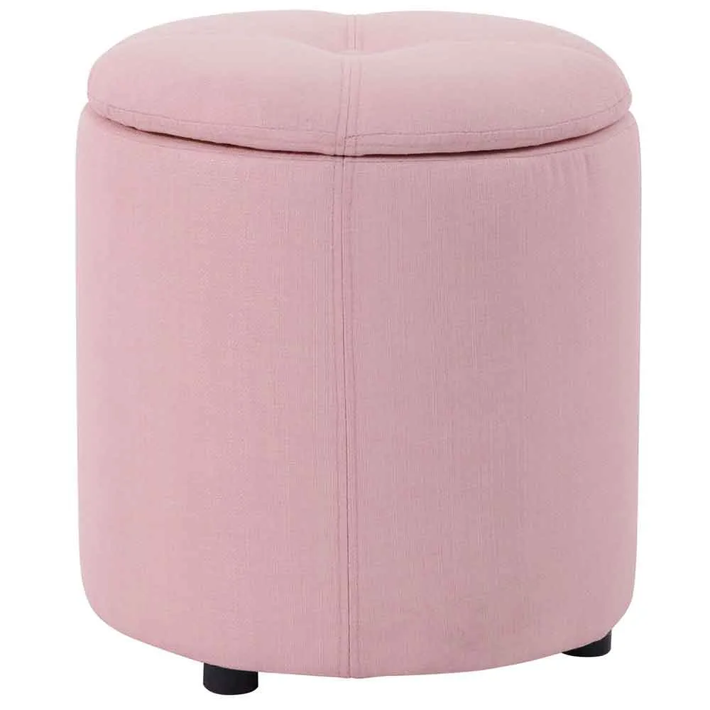 Pouf Contenitore Sgabello Cassapanca Poggiapiedi Tessuto Rosa 40x36cm Moderno