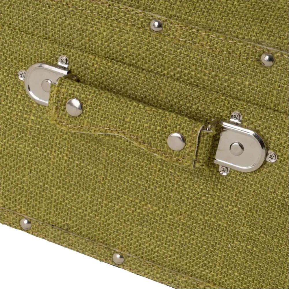 Pouf Contenitore Valigia Apribile Sgabello Cassapanca Poggiapiedi Tela Verde