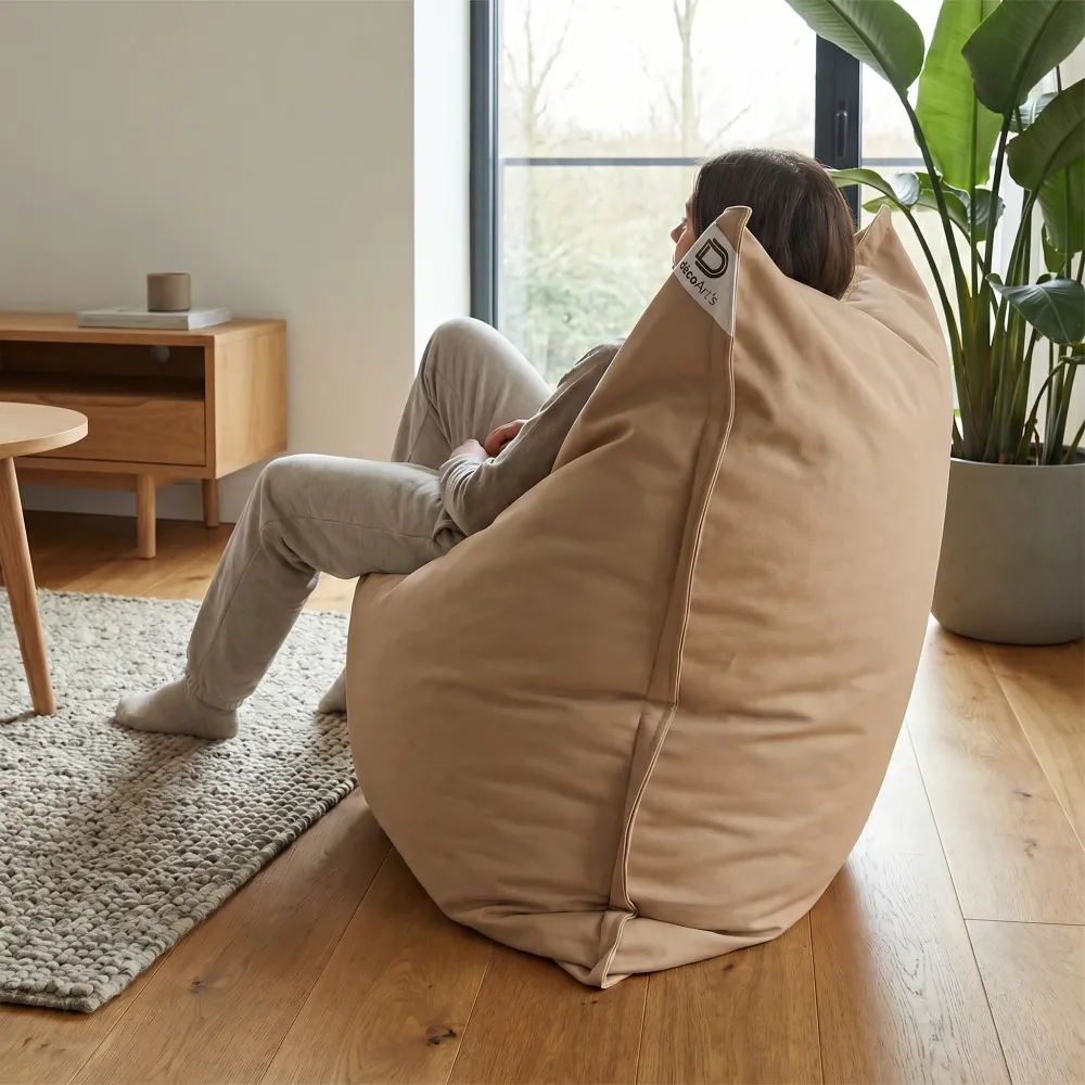 Pouf Gigante XXL 180x140 Beige - Impermeabile & Sfoderabile (Schiuma)