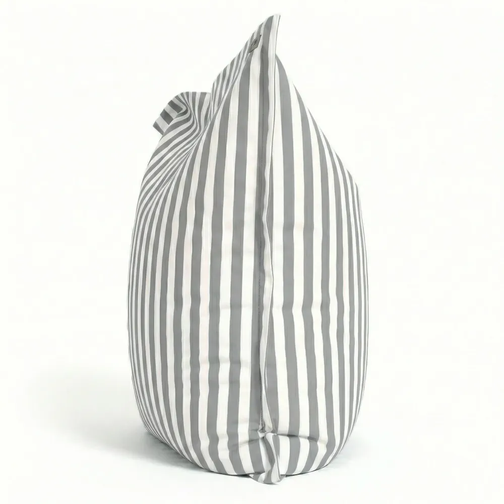 Pouf Gigante XXL 180x140 Righe Grigio Chiaro - Sfoderabile & Anti-UV (Interno / Esterno)