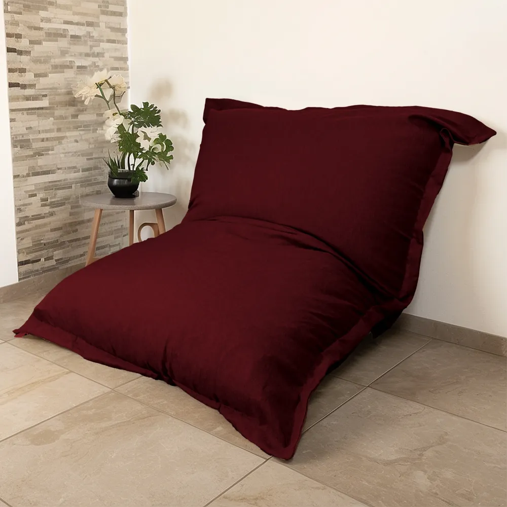Pouf Gigante XXL 190x155 Prugna - Effetto Lino e Schiuma (Divano da Pavimento Design)