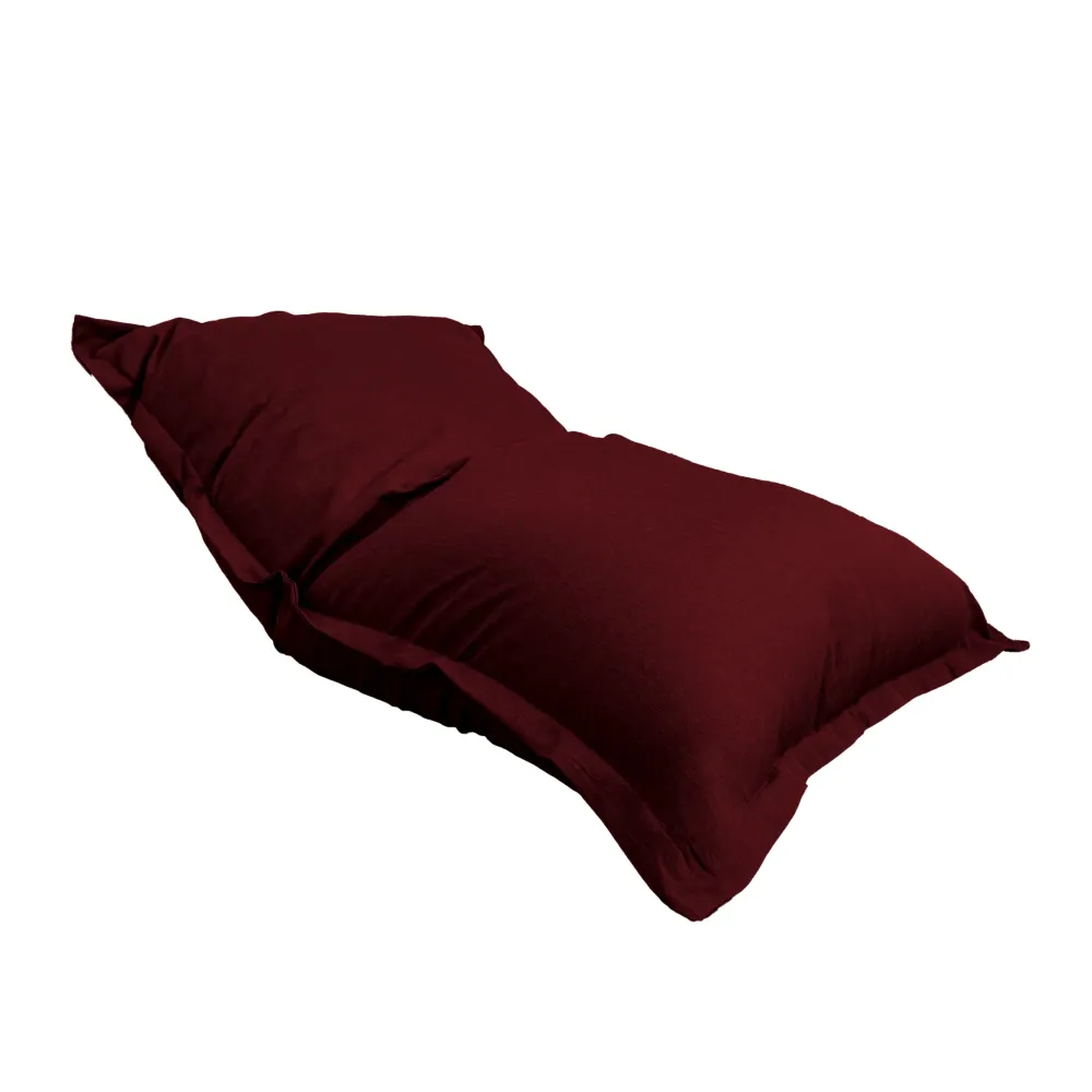 Pouf Gigante XXL 190x155 Prugna - Effetto Lino e Schiuma (Divano da Pavimento Design)