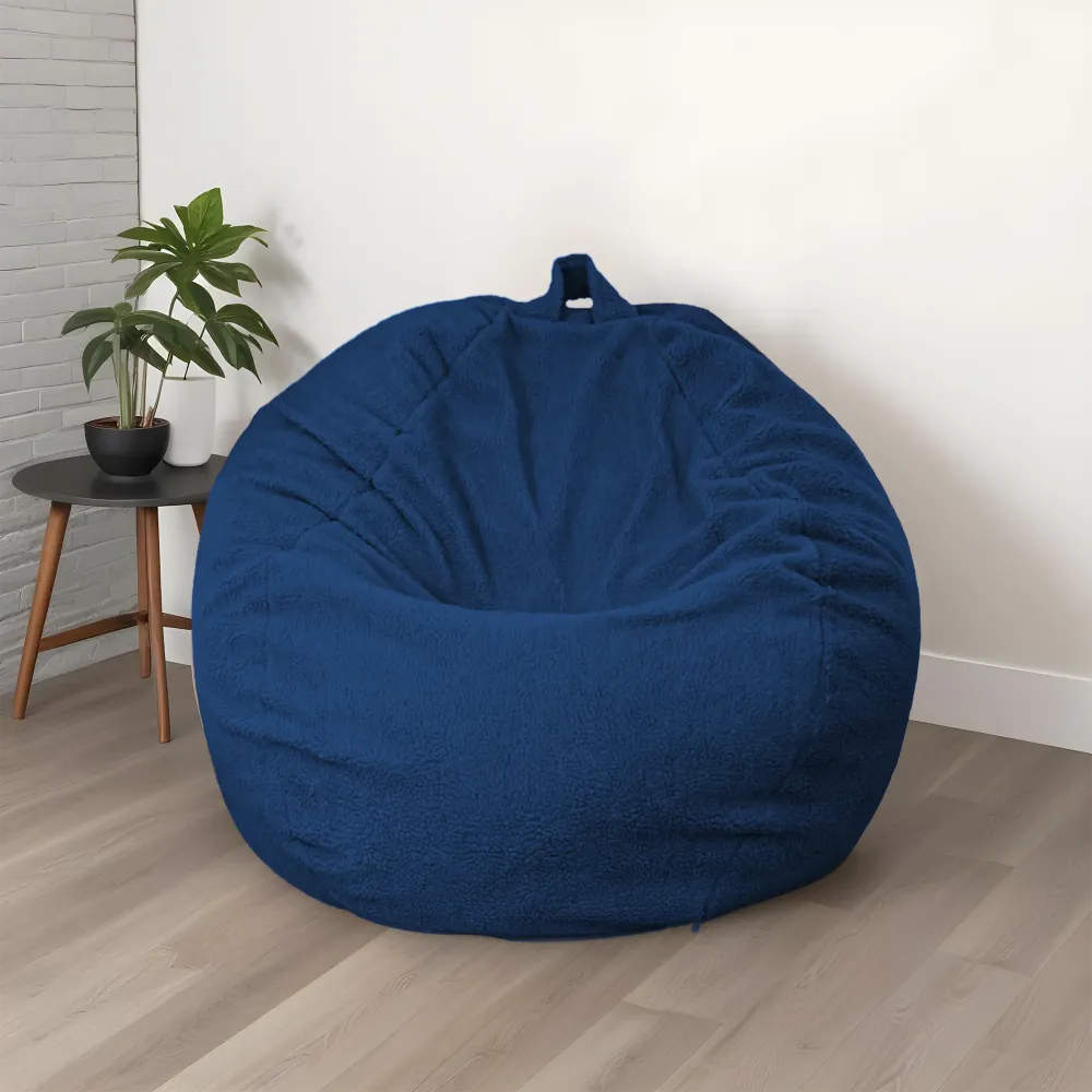 Pouf Pera Gigante XXL 120x150 Blu Petrolio - Tessuto Sherpa e Schiuma (Cocon Ultime)