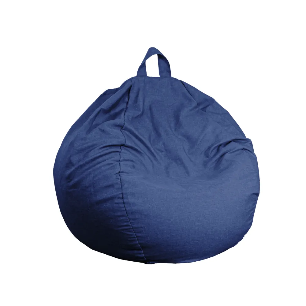 Pouf Pera Gigante XXL 120x150 Blu Indaco - Tissu Effetto Lino e Schiuma (Salotto Chic)