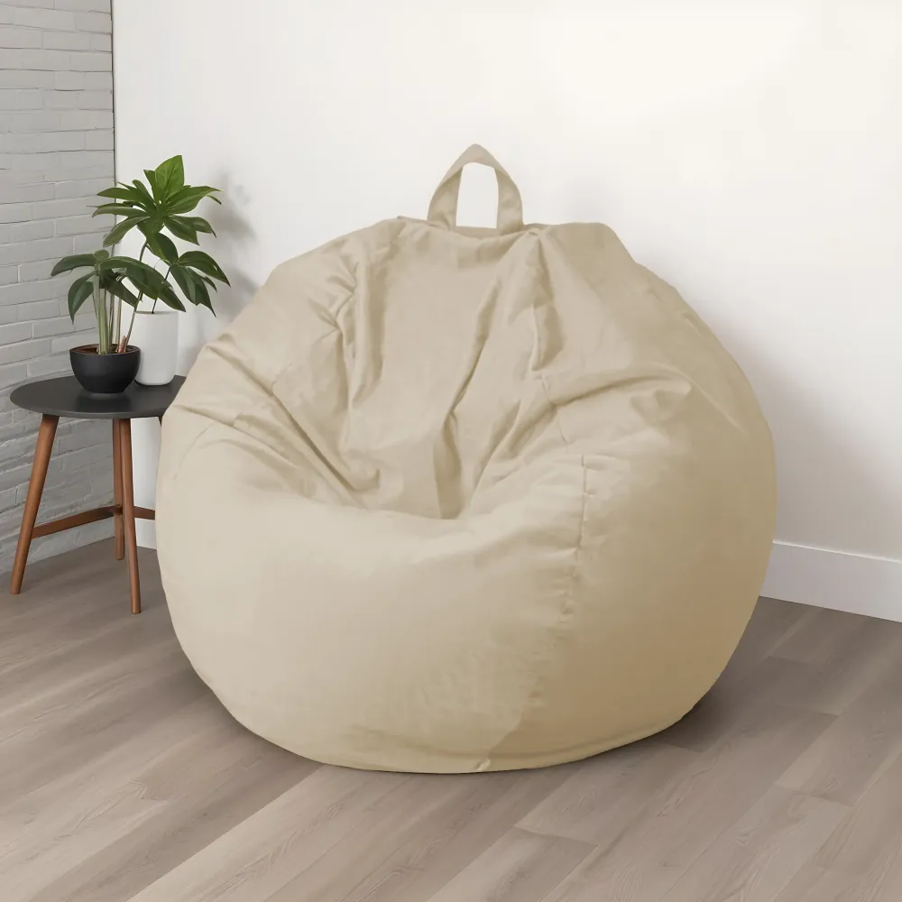 Pouf Pera Gigante XXL 120x150 Crema - Velluto e Schiuma (Gran Lusso e Comfort)