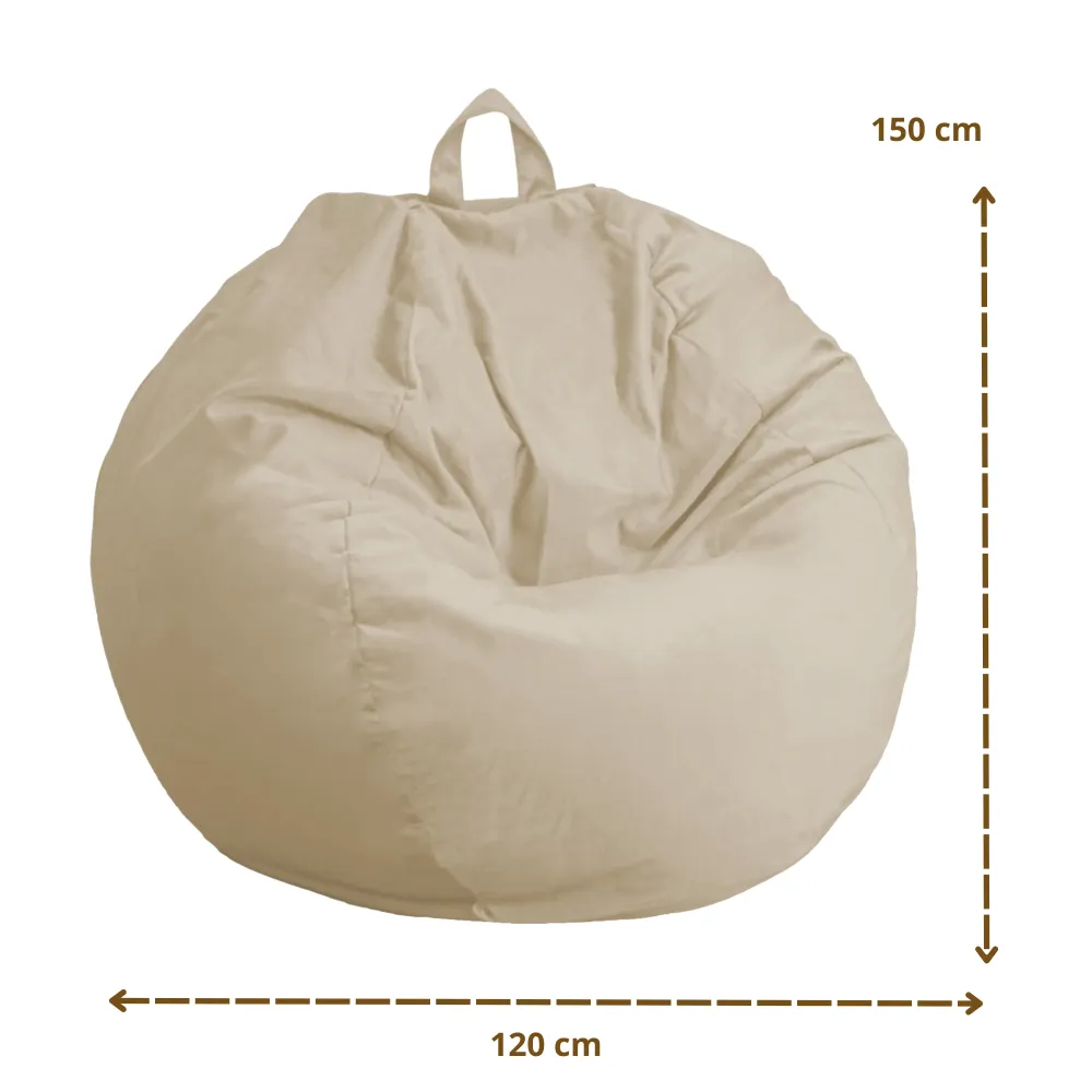 Pouf Pera Gigante XXL 120x150 Crema - Velluto e Schiuma (Gran Lusso e Comfort)