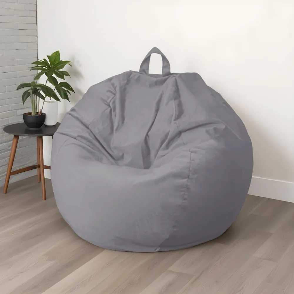 Pouf Pera Gigante XXL 120x150 Grigio Chiaro - Velluto e Schiuma (Gran Lusso e Comfort)