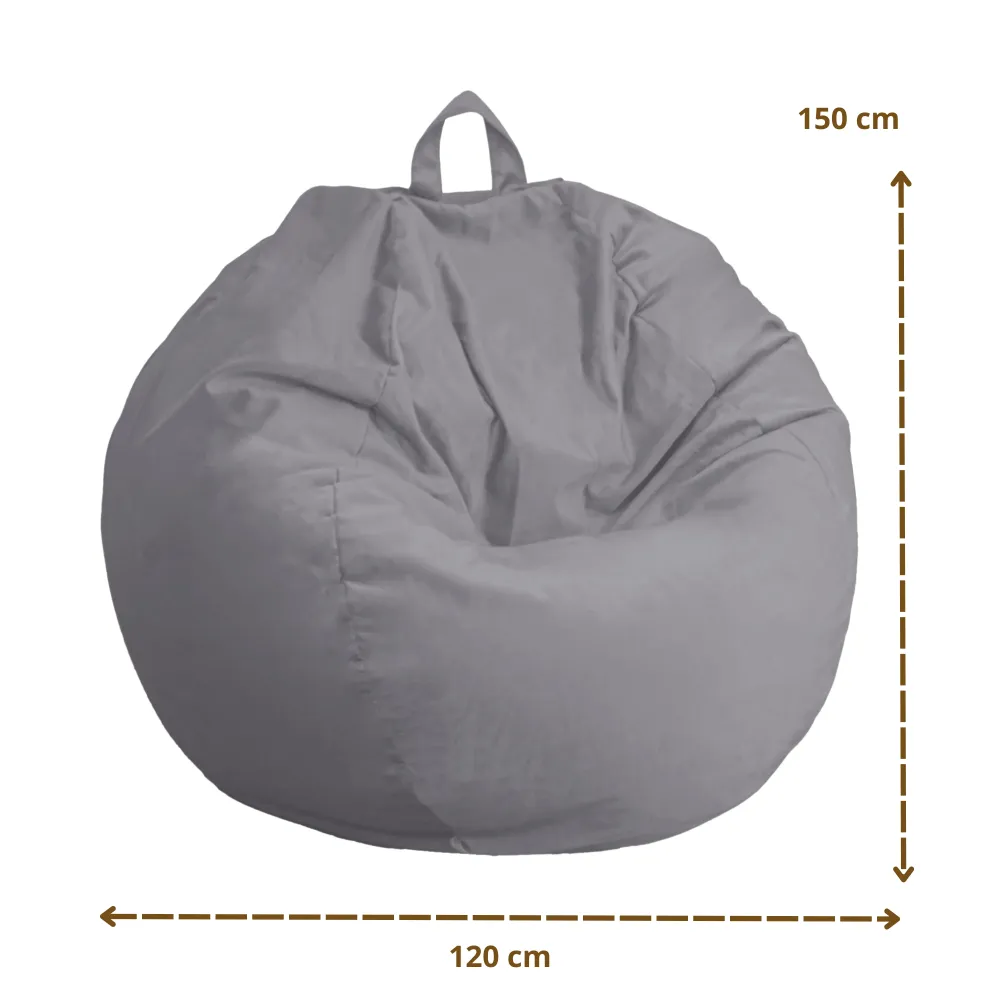 Pouf Pera Gigante XXL 120x150 Grigio Chiaro - Velluto e Schiuma (Gran Lusso e Comfort)