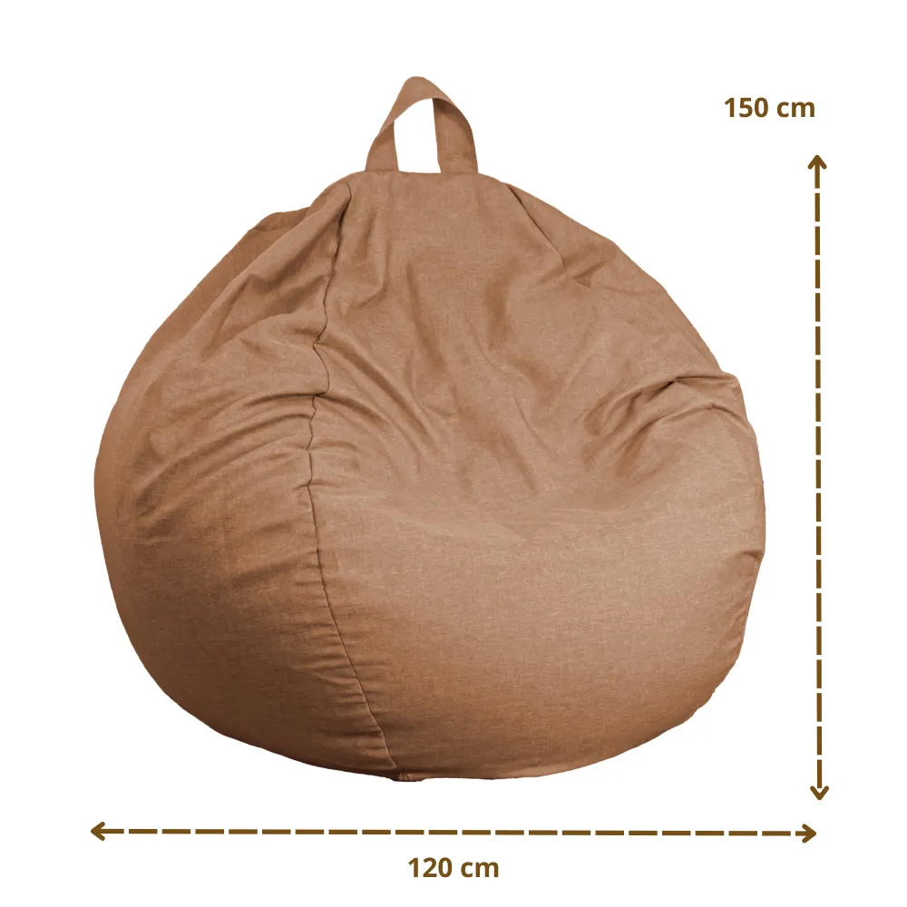 Pouf Pera Gigante XXL 120x150 Marron Clair - Tissu Effetto Lino e Schiuma (Salotto Chic)