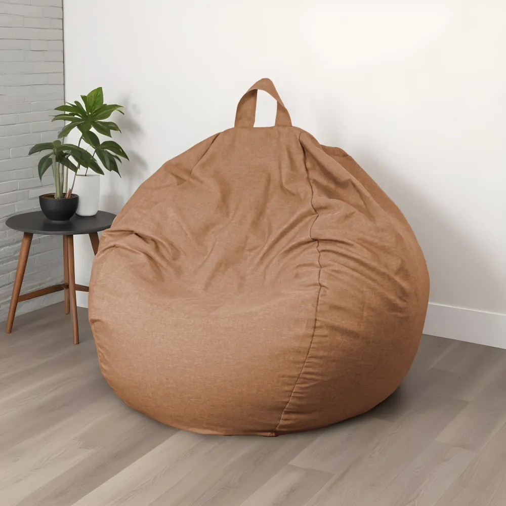 Pouf Pera Gigante XXL 120x150 Marron Clair - Tissu Effetto Lino e Schiuma (Salotto Chic)