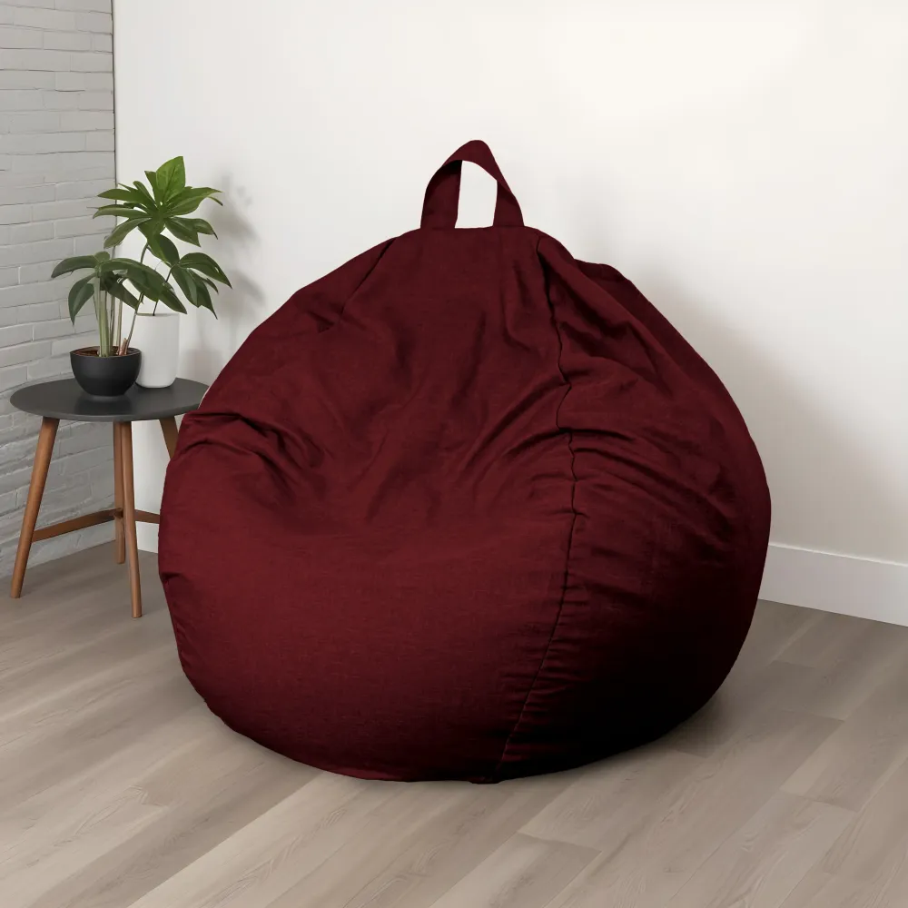 Pouf Pera Gigante XXL 120x150 Prugna - Tissu Effetto Lino e Schiuma (Salotto Chic)
