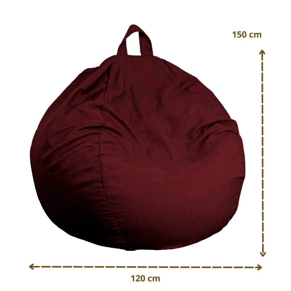 Pouf Pera Gigante XXL 120x150 Prugna - Tissu Effetto Lino e Schiuma (Salotto Chic)
