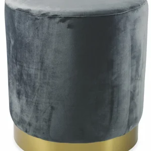 Pouf Poggiapiedi Ø47x50 cm Velluto Soriani Grigio Scuro