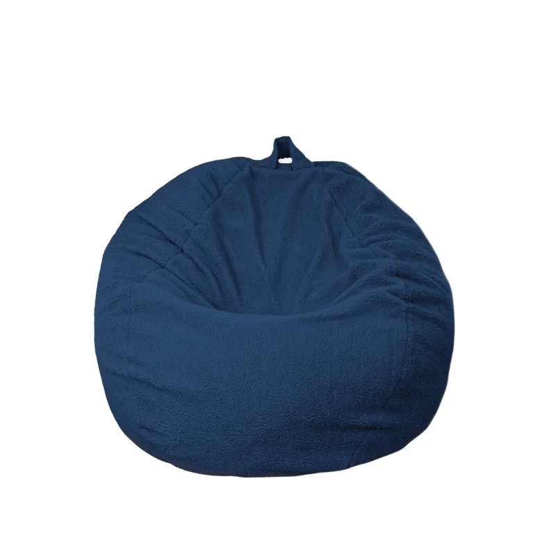 Pouf poire XL d'intérieur en tissu sherpa - 110x120 cm - Blu pétrole