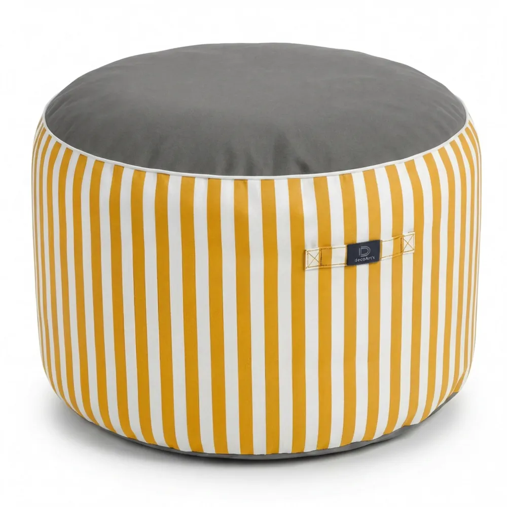 Pouf Rotondo Righe Giallo - Premium 270g - Altezza 40cm Diametro 70cm