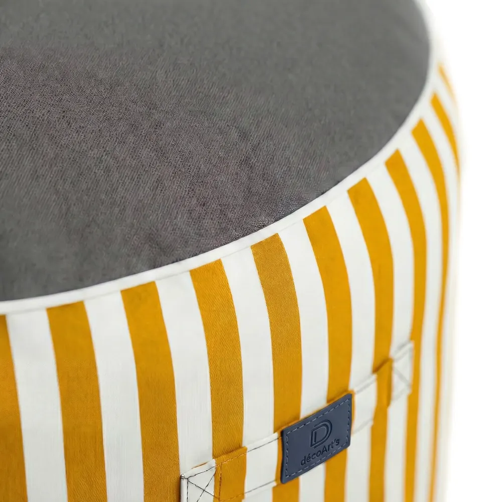Pouf Rotondo Righe Giallo - Premium 270g - Altezza 40cm Diametro 70cm