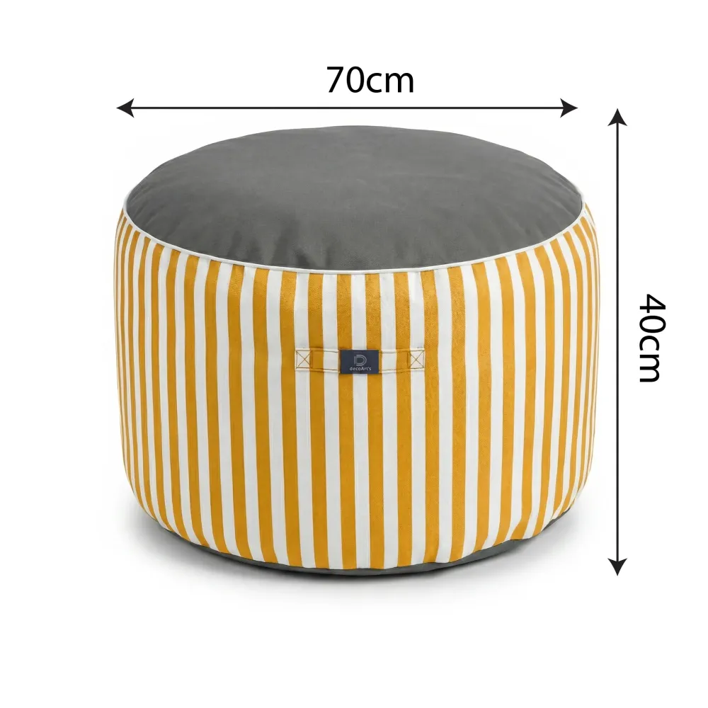 Pouf Rotondo Righe Giallo - Premium 270g - Altezza 40cm Diametro 70cm