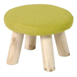 Pouf Tessuto e Legno di Pino 29x29x20 cm Fumer Jimmy Verde