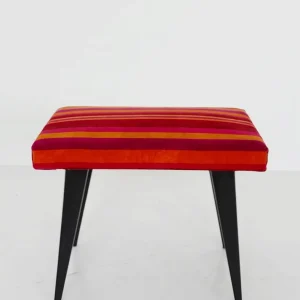 Pouf vintage imbottito con rivestimento righe
