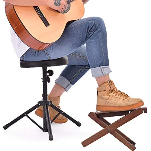 Chitarra Poggiapiedi legno massello Chitarra Pedale Chitarra Poggiapiedi Sgabello Pedale regolabile 4 livelli legno pieghe...